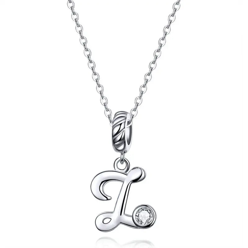 Vintage Letter A to Z Initial Long Chain Pendant Necklace