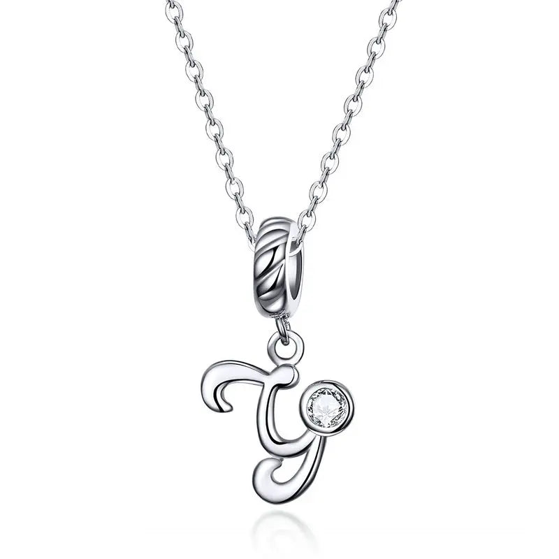 Vintage Letter A to Z Initial Long Chain Pendant Necklace
