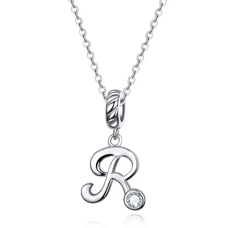 Vintage Letter A to Z Initial Long Chain Pendant Necklace