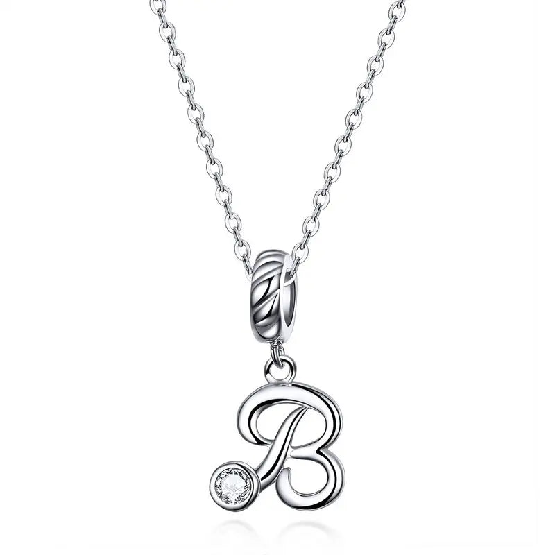 Vintage Letter A to Z Initial Long Chain Pendant Necklace