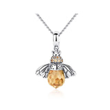 Lovely Orange Bee Insect Pendant Necklace