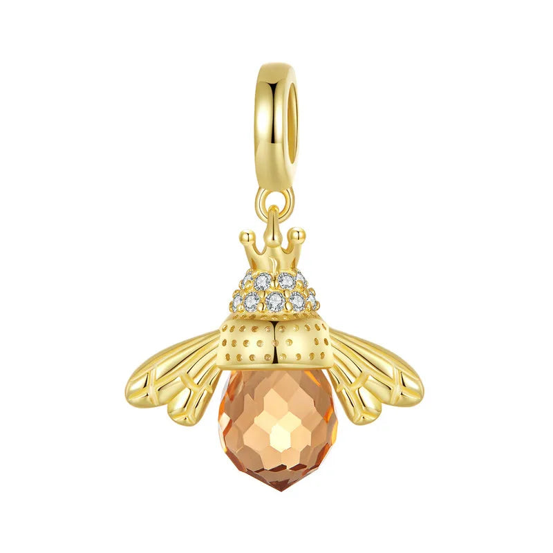 Lovely Orange Bee Insect Pendant Necklace