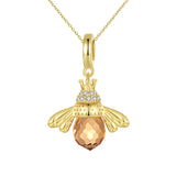 Lovely Orange Bee Insect Pendant Necklace
