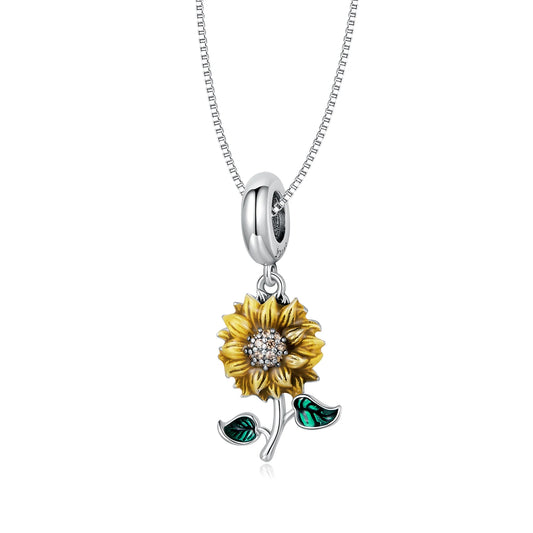 Silver Sunflower Pendant Necklace