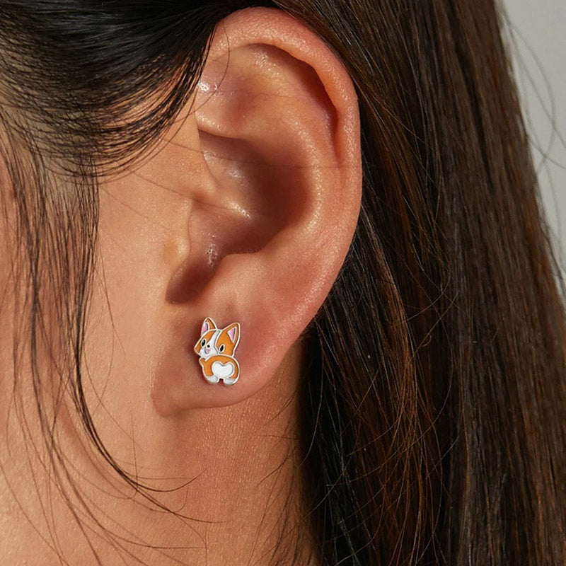 Cute Mini Lovely Corgi Stud Earrings