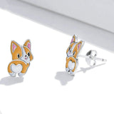 Cute Mini Lovely Corgi Stud Earrings