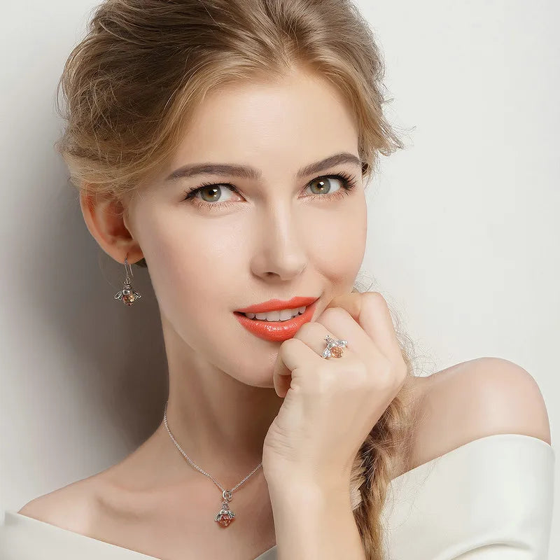 Yellow Bee Drop Earrings for Women