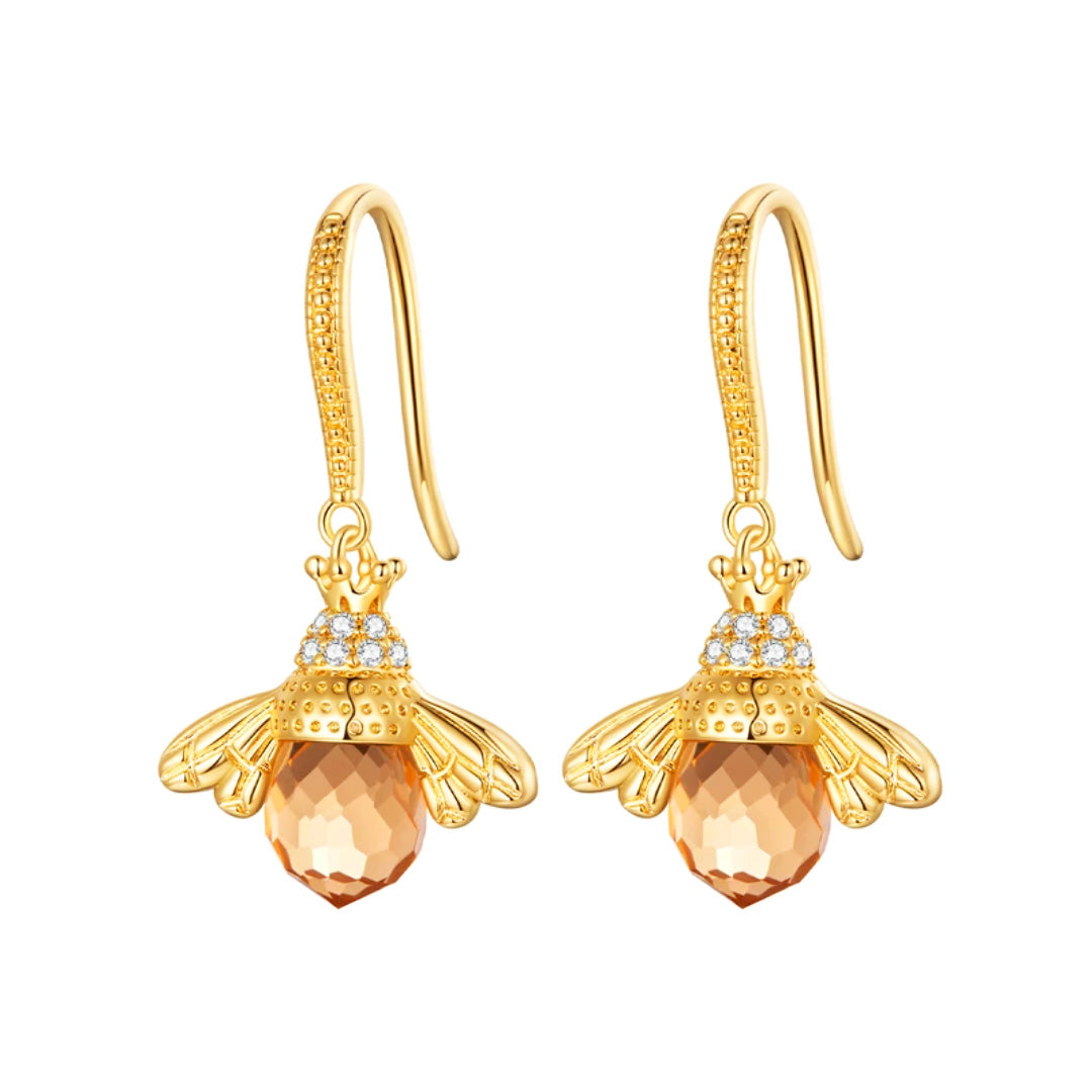 Yellow Bee Drop Earrings for Women