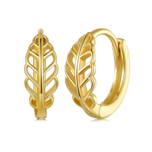Leaf Ear Buckles Hollow-out Leaves Hoop Earrings