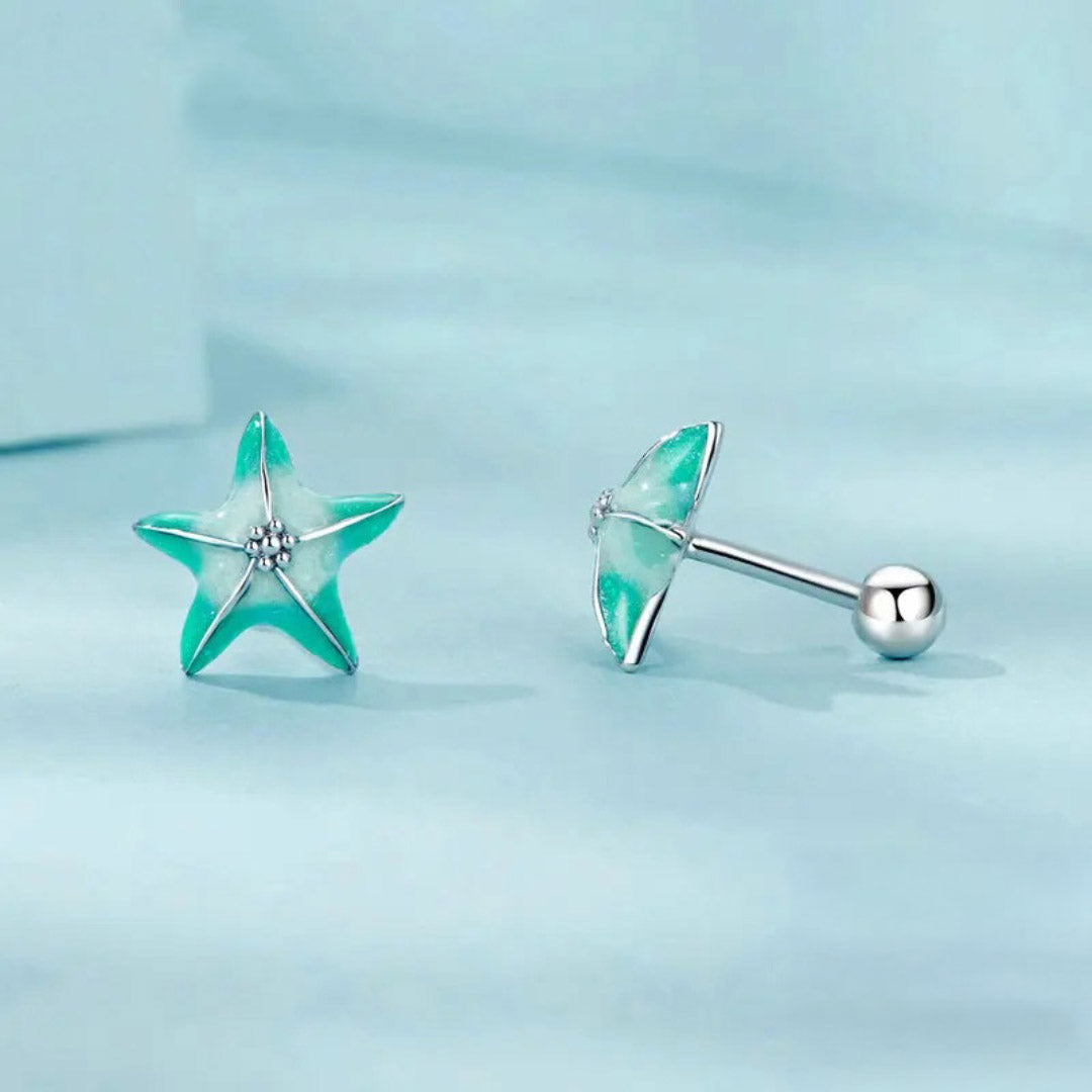 Blue Starfish Stud Earrings