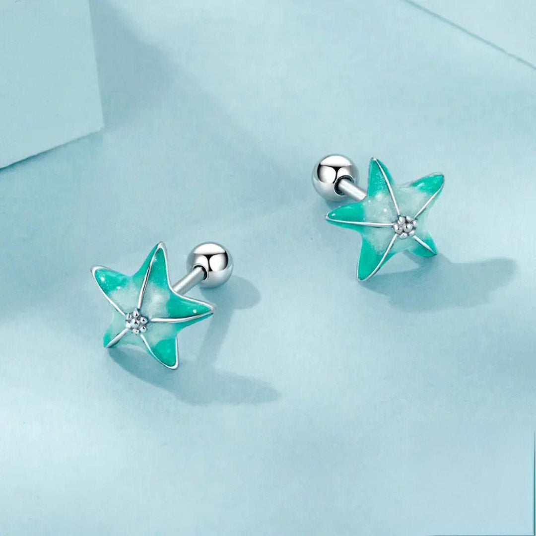 Blue Starfish Stud Earrings