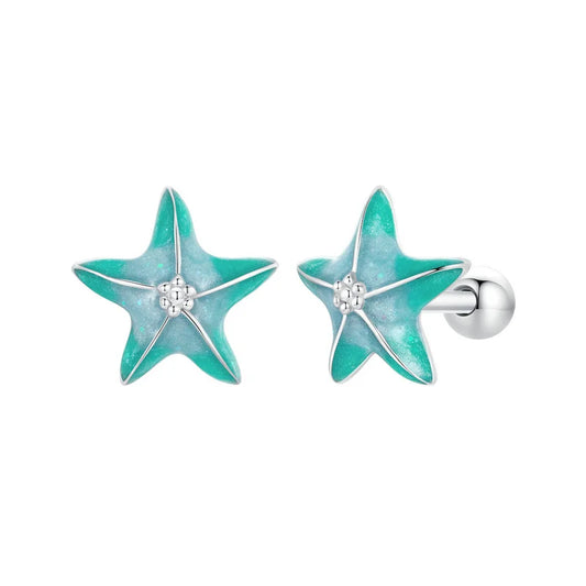 Blue Starfish Stud Earrings