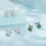 Pink Love Diamond Cute Cat Stud Earring