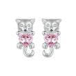 Pink Love Diamond Cute Cat Stud Earring