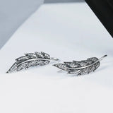 Vintage Feather Wings Long Drop Earrings