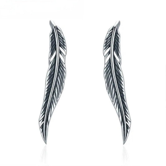 Vintage Feather Wings Cuff Drop Earrings