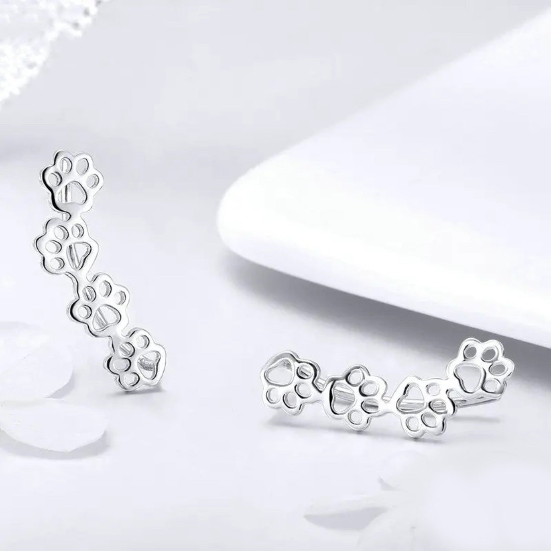 Paw Trail Cat And Dog Footprints Stud Earrings