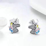 Dazzling Unicorn Memory Stud Earrings Silver
