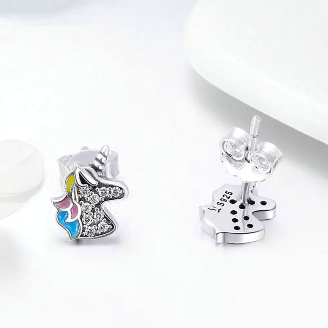 Dazzling Unicorn Memory Stud Earrings Silver
