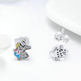 Dazzling Unicorn Memory Stud Earrings Silver