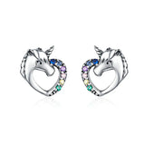 Dazzling Unicorn Memory Stud Earrings Silver