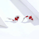Fish Red Enamel Stud Earrings