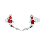 Fish Red Enamel Stud Earrings