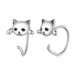 Cute Cat Stud Silver Earrings for Cat Lovers