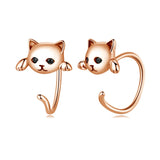 Cute Cat Stud Silver Earrings for Cat Lovers