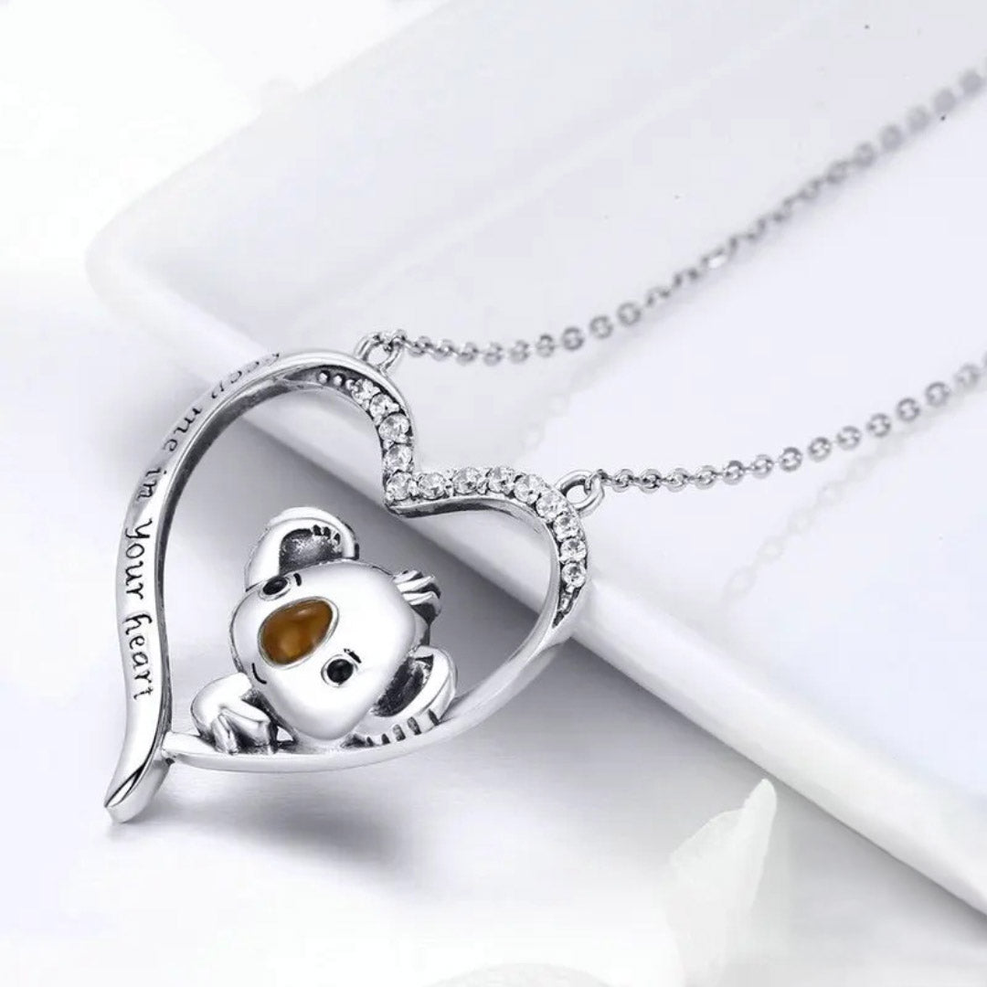 Lovely Koala in Heart Pendant Necklaces