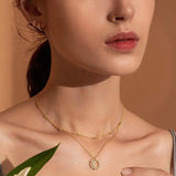 Vintage Gold Sun and Moon Double Layers Choker Necklaces