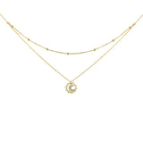 Vintage Gold Sun and Moon Double Layers Choker Necklaces