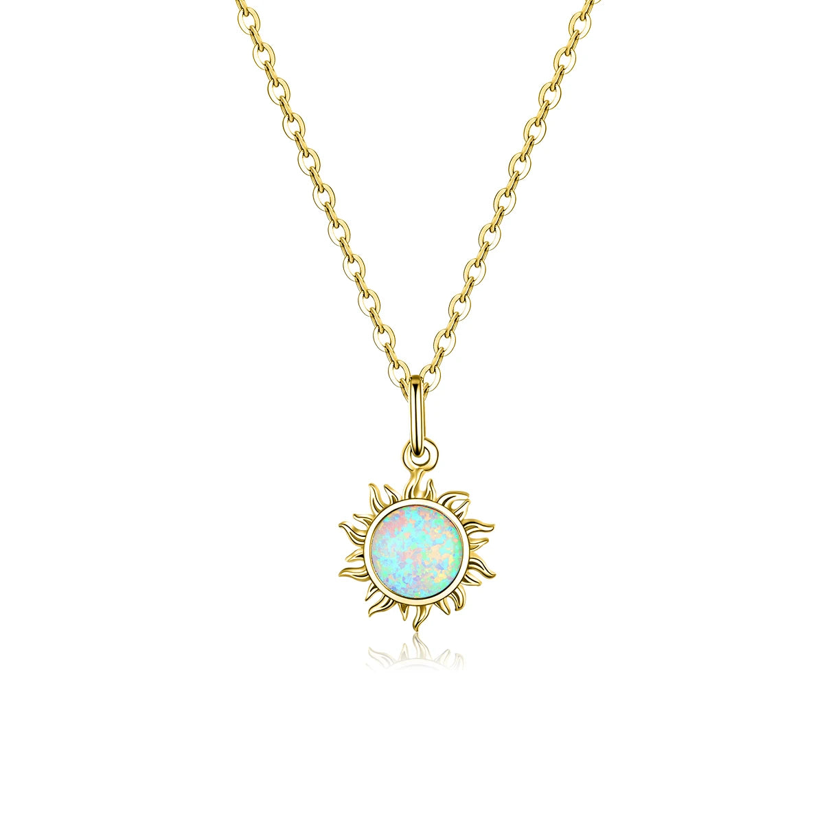 White Opal Sun Apollo Chain Pendant Necklace