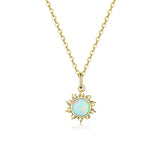 White Opal Sun Apollo Chain Pendant Necklace
