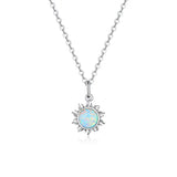 White Opal Sun Apollo Chain Pendant Necklace