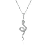 Snake Pendant Necklace Pave Setting CZ