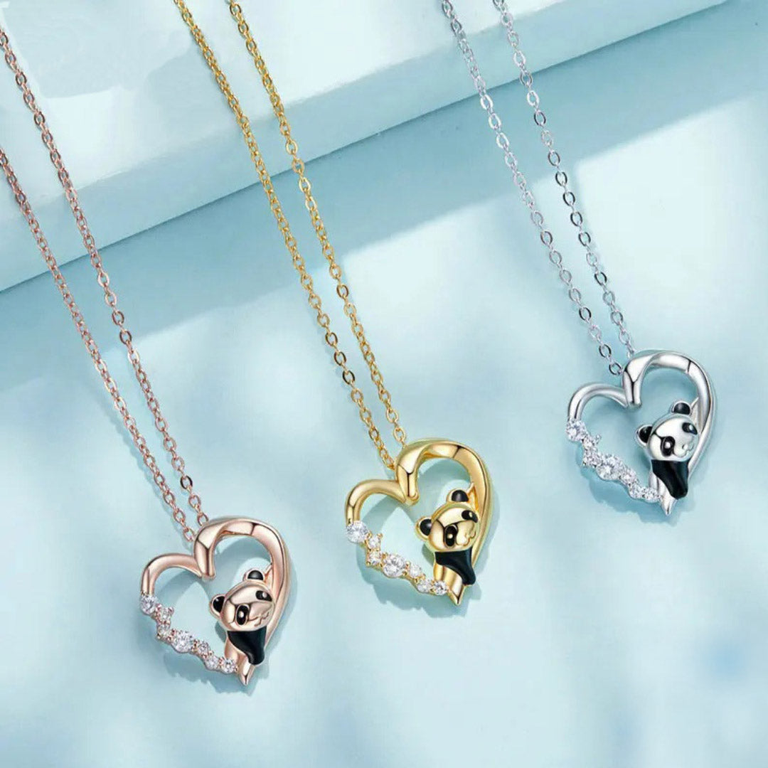 Baby Panda Crystal Silver Necklace