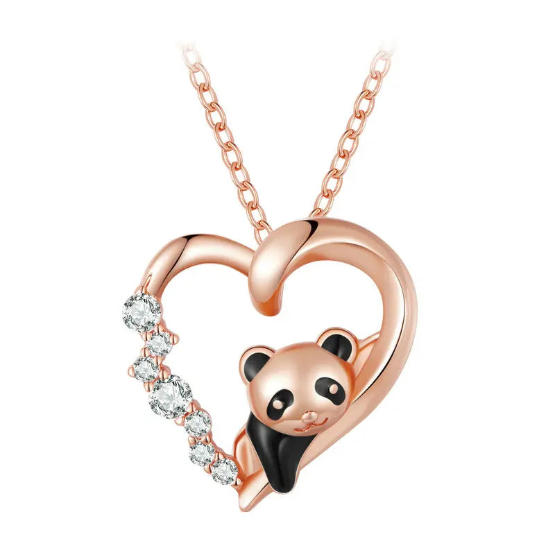 Baby Panda Crystal Silver Necklace