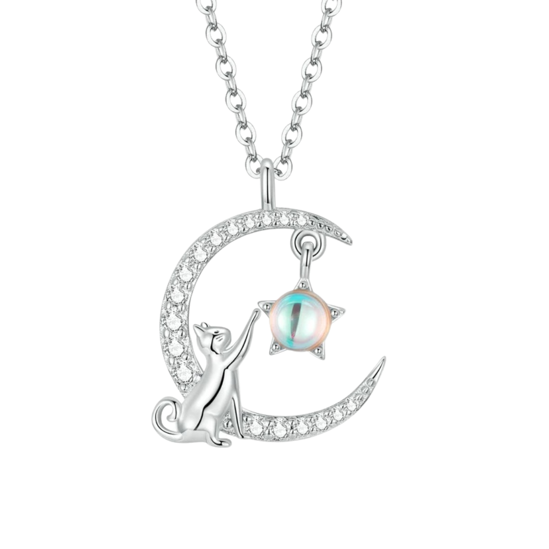 Cat Moon Cute Animal Pendant Necklaces