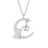 Cat Moon Cute Animal Pendant Necklaces