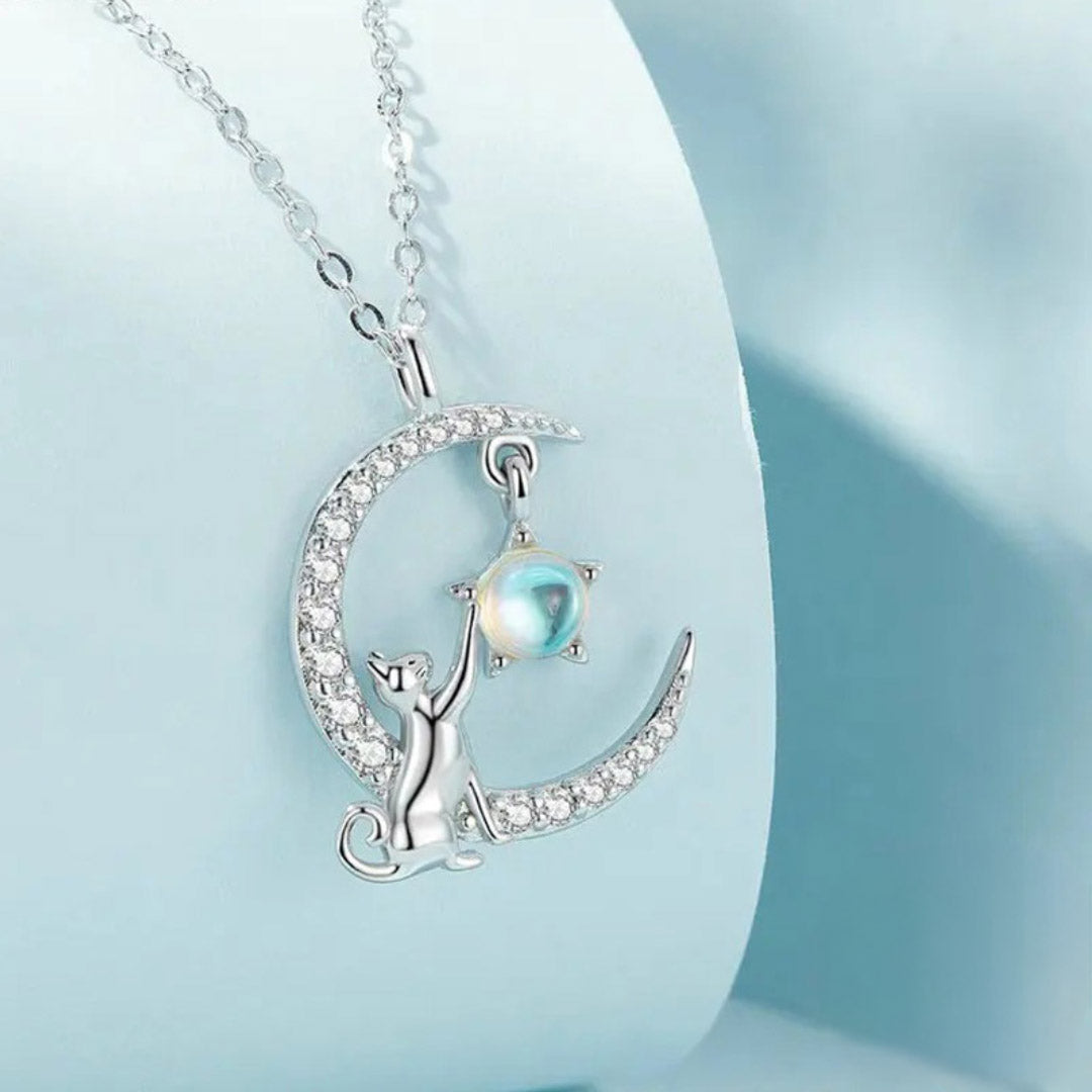 Cat Moon Cute Animal Pendant Necklaces
