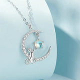 Cat Moon Cute Animal Pendant Necklaces