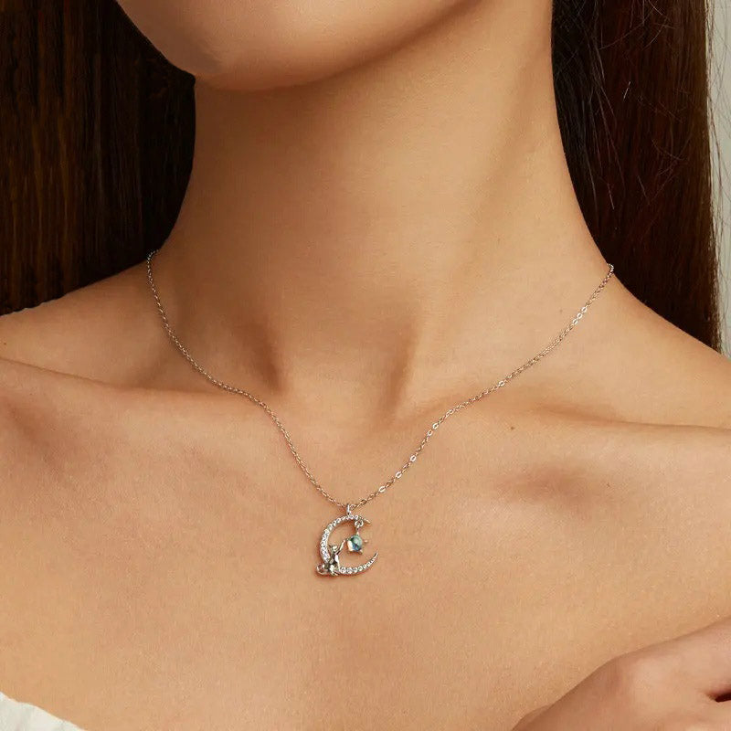 Cat Moon Cute Animal Pendant Necklaces