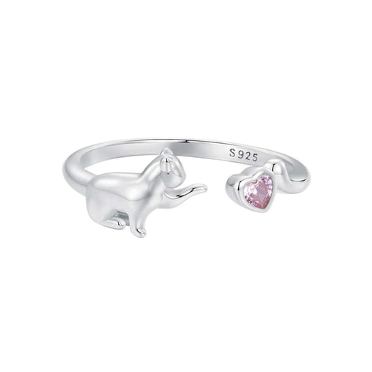 Sterling Silver Love Cat Ring