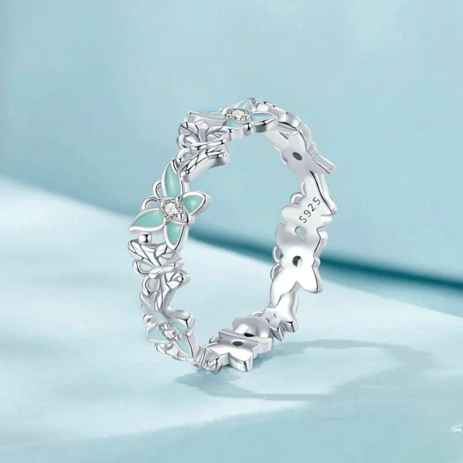 Baby & Mom Green Butterflies Love Ring