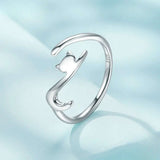 Cat with Long Tail Adjustable Ring