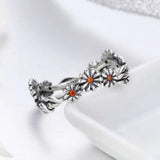 Twisted Daisy Flower Vintage Silver Ring