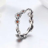 Twisted Daisy Flower Vintage Silver Ring