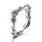 Twisted Daisy Flower Vintage Silver Ring