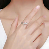 Spring Tree Leaves & Bird Open Silver Ring